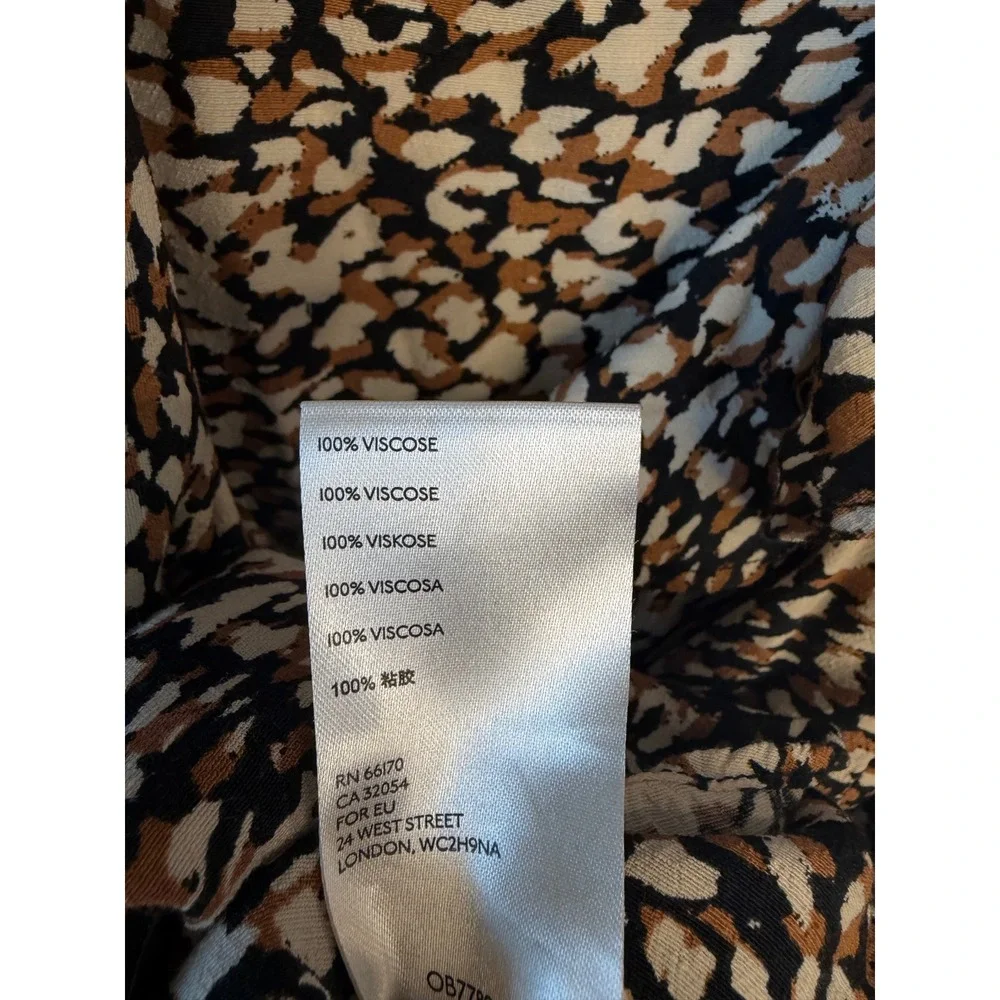 Free People Leopard Print Ruffle Wrap Mini Dress Tan Black White OB779011 Size M